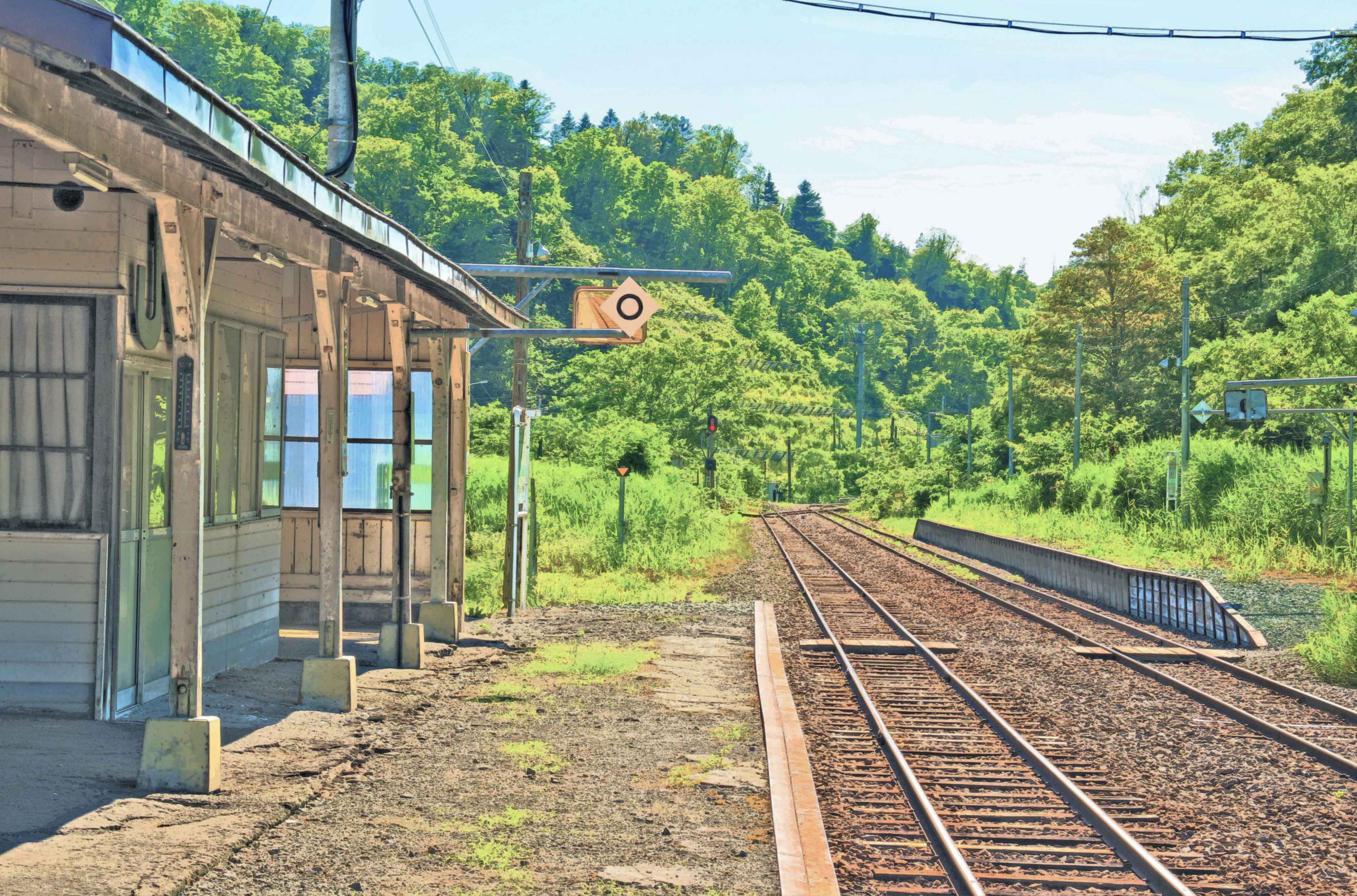 商用可 イラスト風背景素材 無人駅の風景 その２ 10種 フリー 小樽総合デザイン事務局 ホームページ制作 デザイン Lineスタンプ制作